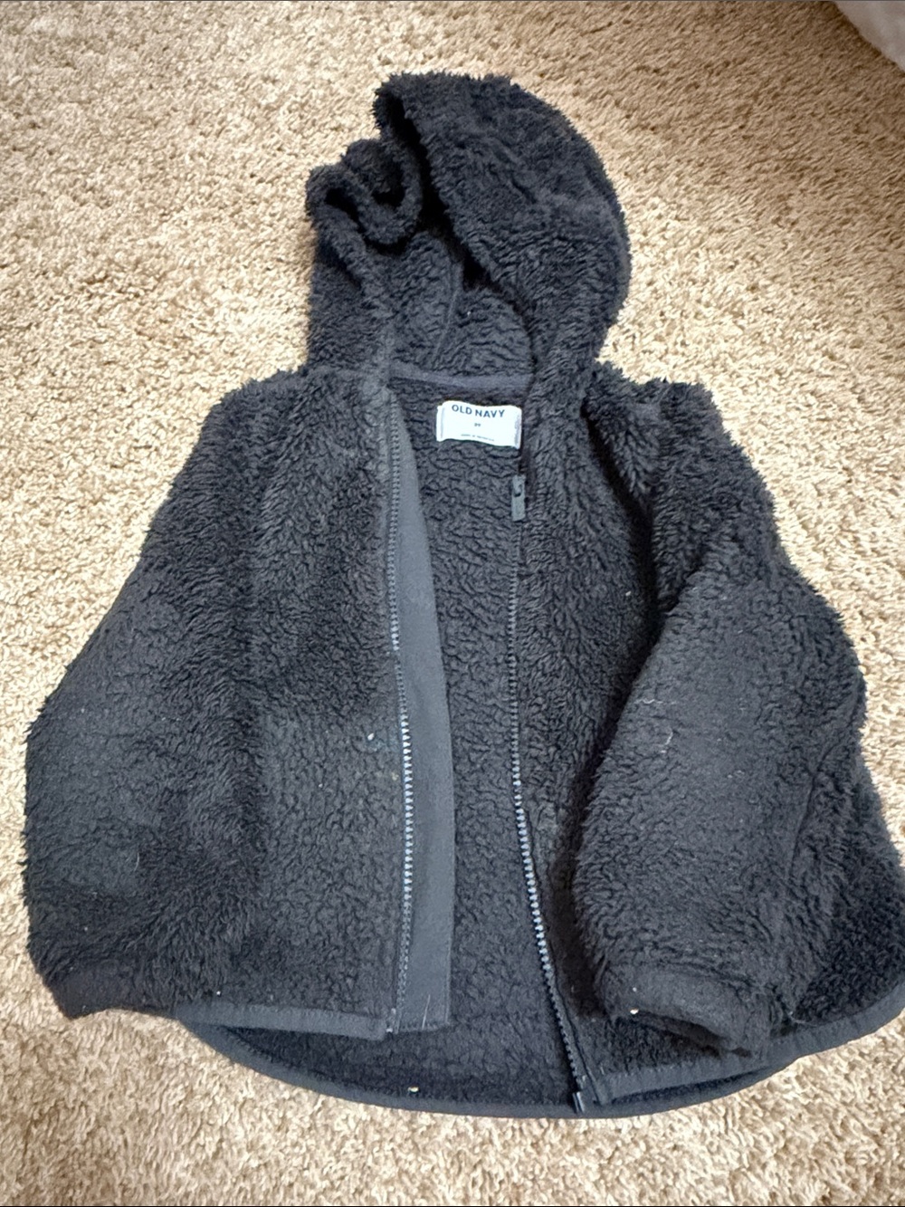 Old Navy Black Sherpa Hooded Zip Jacket for Kids